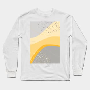 Grey and Yellow Modern Abstract Organic Shapes Long Sleeve T-Shirt